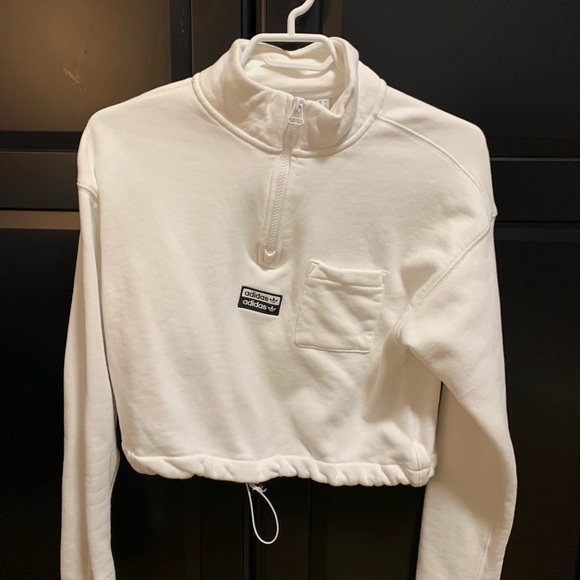 Adidas White Cropped Sweatshirt - Picture 2 of 5